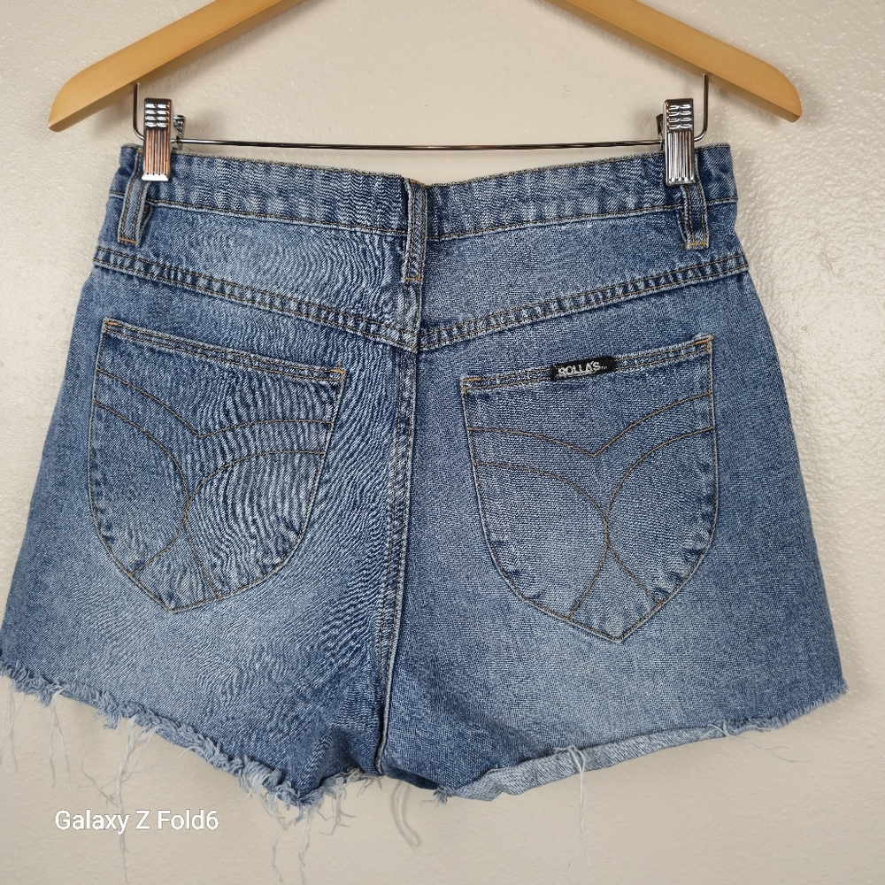 Rolla’s Dusters High Rise Relaxed‎ Denim Shorts Size 29 Cutoff Raw  Vintage Wash - Picture 2 of 8
